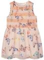 Girls Poly Mesh Flare Dobby Frock