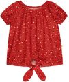 Girls Rayon Red Tie Knot Top