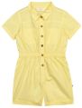 Girls Yellow Solid Cotton Jumpsuit