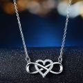 Polished Fashion Frill silver plated ad heart infinity pendant necklace
