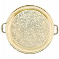 Metal Golden Polished etching round tray