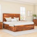 Floral Solid Wood Queen Size Bed