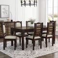 250 kg Metal Sheesham Wood niksa royale brass inlay solid wood 6 seater dining table set