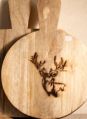 Deer Engraved Wooden Round Platter