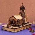 Brown Hand Carved wooden kedarnath temple model
