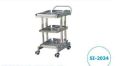 Steel Rectangular Sliver Manual Hospital medical trolley