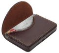 Rectengular Brown Plain leather card holder
