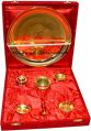 Round Golden Polished Marusthali mvbs00002 brass pooja thali set