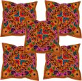 Printed Red Cotton Marusthali Suzani Cushion Cover