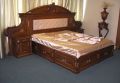 Rectangular Brown New Polished wooden double bed
