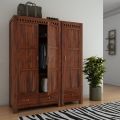 Brown Hinged Door Double Door Plain Polished wooden wardrobe