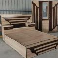 Square Polished wooden double bed