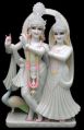 Carved & Painted White marble carved radha krishna statue