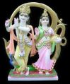 4 Feet Marble Multicolor Radha Krishna Statue