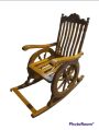 Pine Wood Brown Polished Wooden Rocking Chair