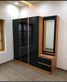 Rectangular Brown Crystal Furnitech Wooden Sliding Door Double Door Printed Matte Finish High 80 wardrobe