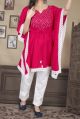 Cotton Pink Half Sleeve Stitched Printed ladies kaftan kurti