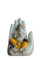 White Marble Palm Ganesha Idol