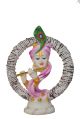 Multicolor Painted Marble Ring Krishna Statue