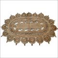 Brown Floral oval jute braided carpets