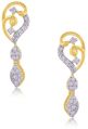 Gold magnolia dangling diamond earrings