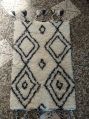 Rectangular White Modern handmade woolen carpet