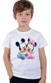 Kids White Mickey Mouse Printed T-shirt