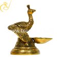 Golden Polished Brass Peacock Diya Stand