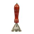 Round Red And Golden Polished wood handle brass pooja bell