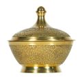 Round Hamerred Golden decorative brass pithi lid bowl