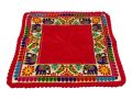 Velvet Fabric Square Printed rajwadi red velvet prayer mat