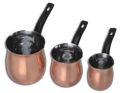 Full Copper Coffee Warmer With Bakelite Handle - 3 Pcs