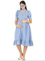 Blue Maternity Feeding Dress