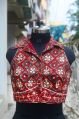 Cotton Natural Dyed Ajrakh Stitched Printed ladies designer sleeveless handwork blouse