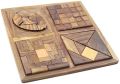 Mittimate Sheesham Wood Brown fun learning wooden puzzle tray brain teaser games