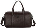 Brown hard craft textured pu leather stylish duffle bag