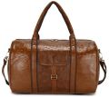 Rust buckskin textured pu leather stylish duffle bags