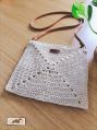 Cotton Plain crochet square sling bag