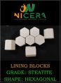 Off White Nicera steatite hexagonal lining blocks