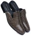 Mens Embossed Leather Mule Shoes