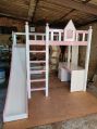 eppotum Plywood Rectangular pink & white Non Polished duco paint slide kids study table bunk bed