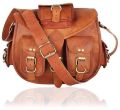 Brown Plain leather satchel cross body hand bag