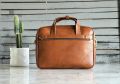 Tan Brown juno leather briefcase