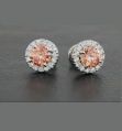 Round Pink And White DEF hpht vvs vs pink diamond earrings