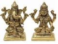 Sampoornam Polished Golden Carved 1.5 Kg brass laxmi ganesha statue