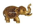 Sampoornam Polished Golden Carved brass elephant statue