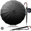 Polyester Round Black Plain manual fold umbrella