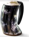 Round Black Plain Polished natural horn mug
