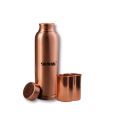 Plain Round Copper Water Bottle With 2 Glass Set