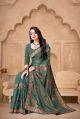 Unstitched Multicolor Full Sleeves Parvati Fabrics ladies embroidered cotton saree